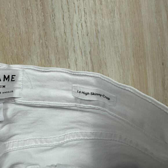FRAME Le High Skinny Crop Jeans White Distressed Frayed Hem Stretch Denim 30 - Picture 10 of 16